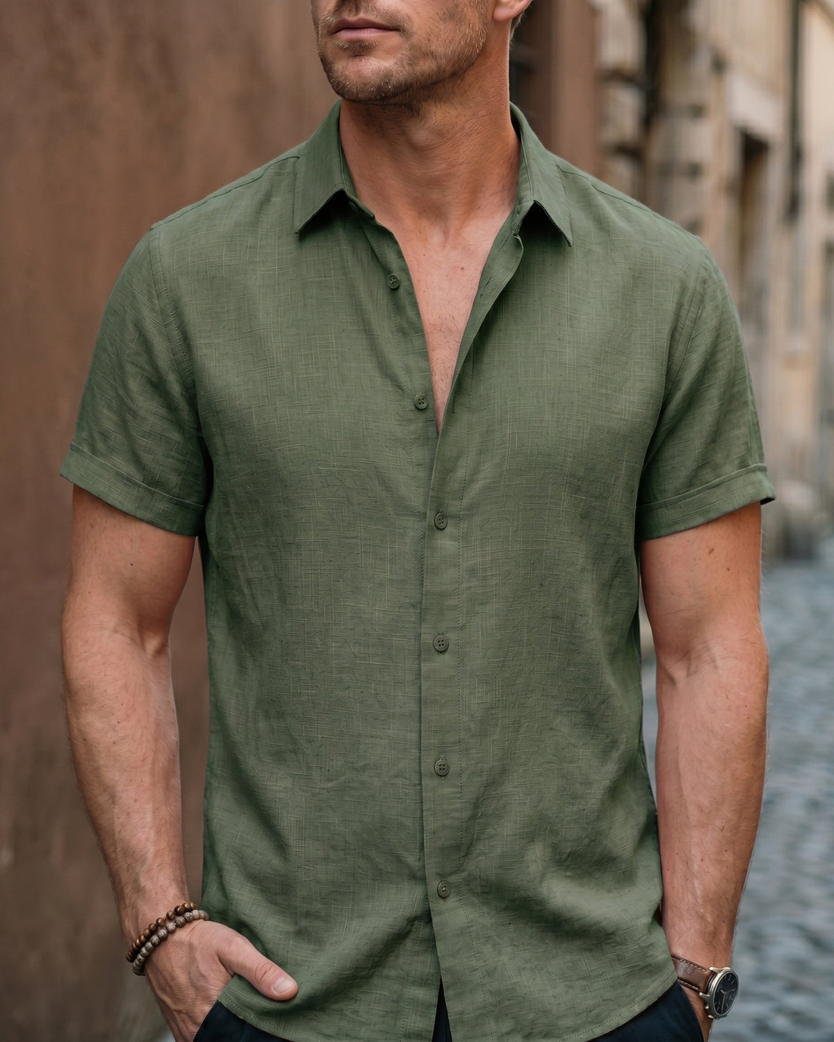 Flavio Linen Short Sleeve Button-Up Shirt