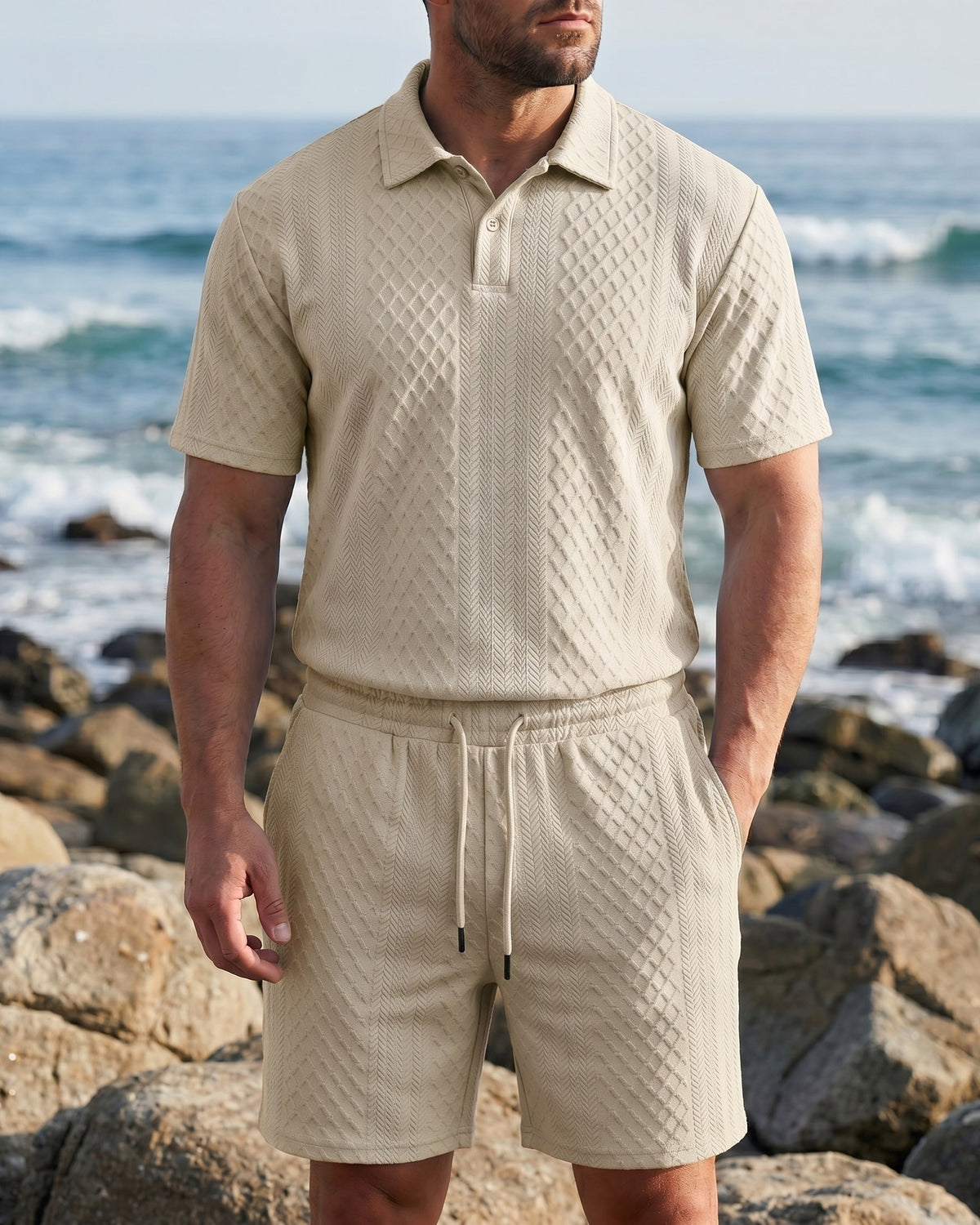 Giulio Textured Polo and Shorts Set