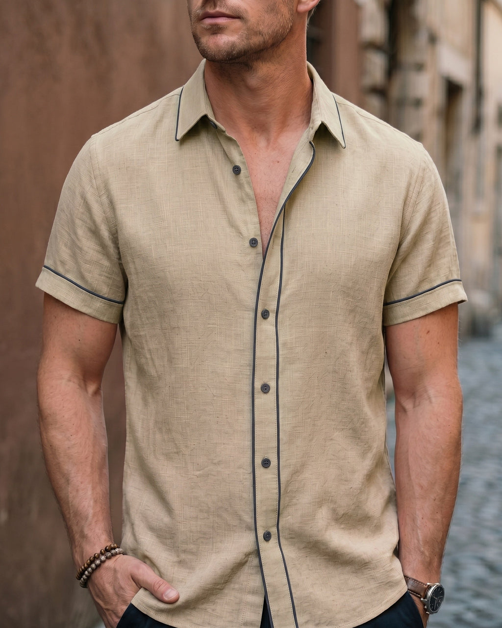 Flavio Linen Short Sleeve Button-Up Shirt
