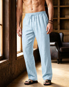 Umberto Linen Relaxed Straight-Leg Trousers