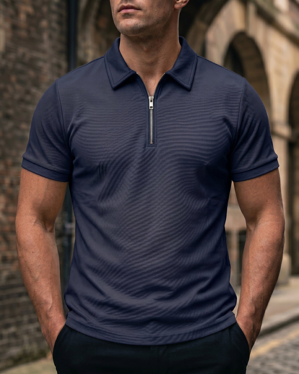 Hugo Piqué Knit Half-Zip Polo
