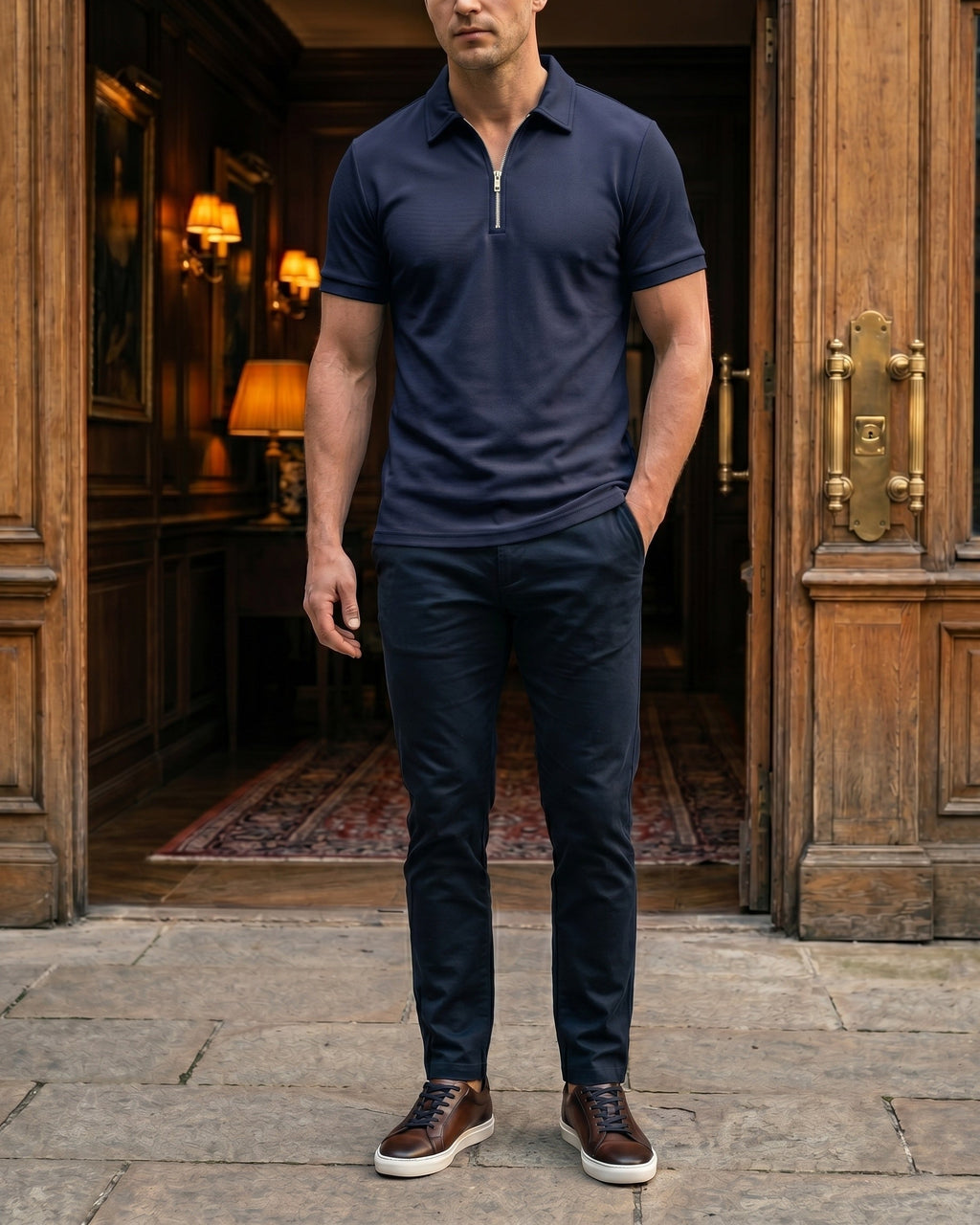 Hugo Piqué Knit Half-Zip Polo