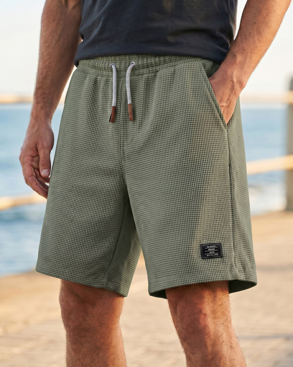 Tomas Waffle-Knit Relaxed Drawstring Shorts