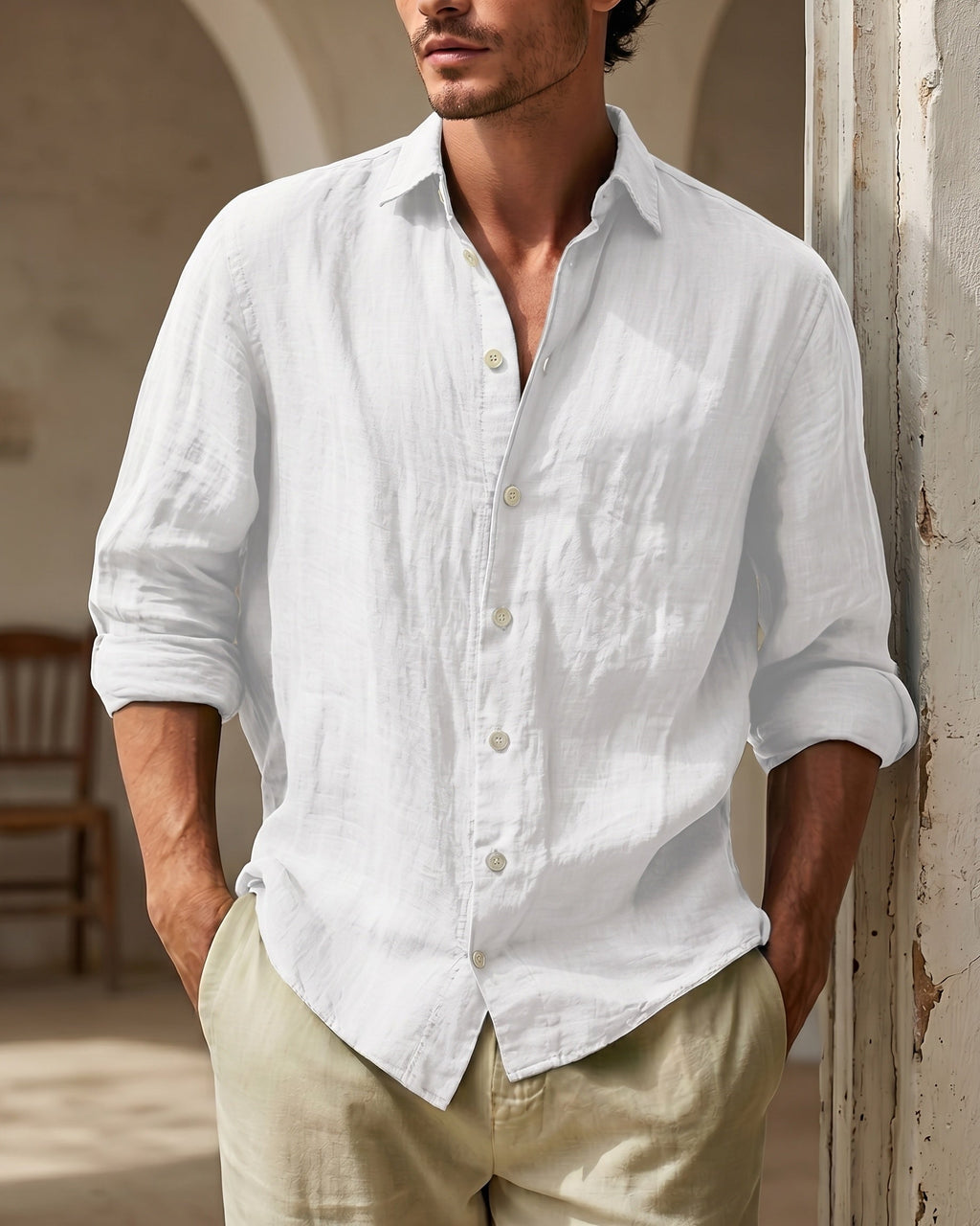 Santiago Linen Relaxed Button-Up Shirt