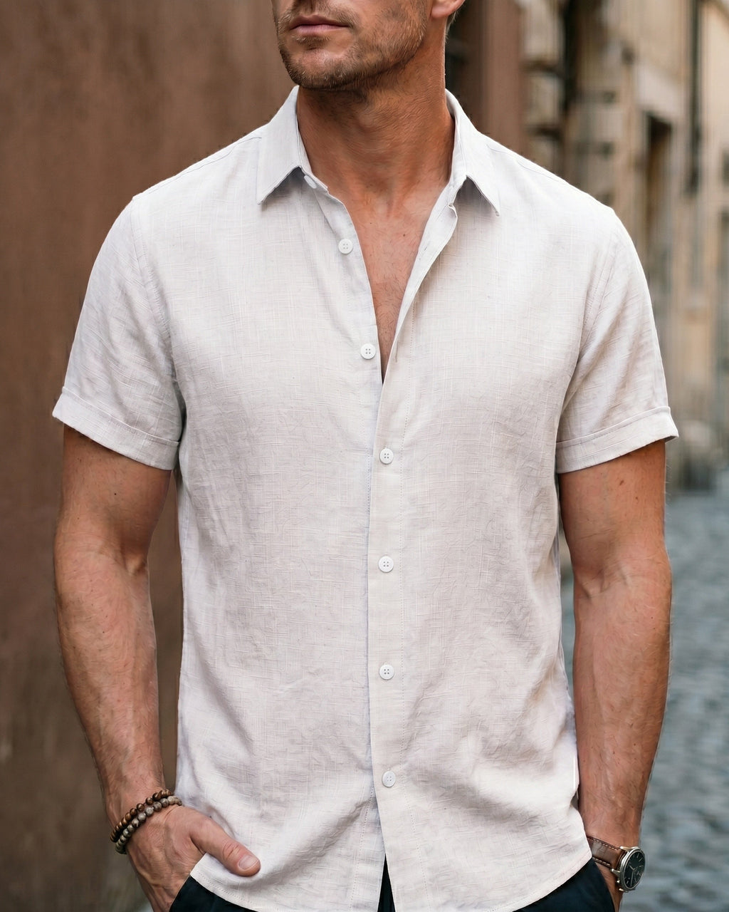 Flavio Linen Short Sleeve Button-Up Shirt