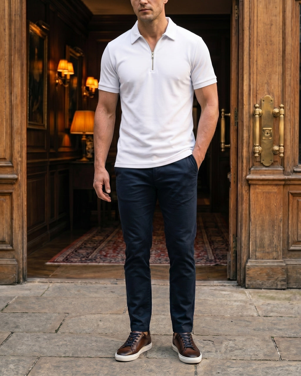 Hugo Piqué Knit Half-Zip Polo