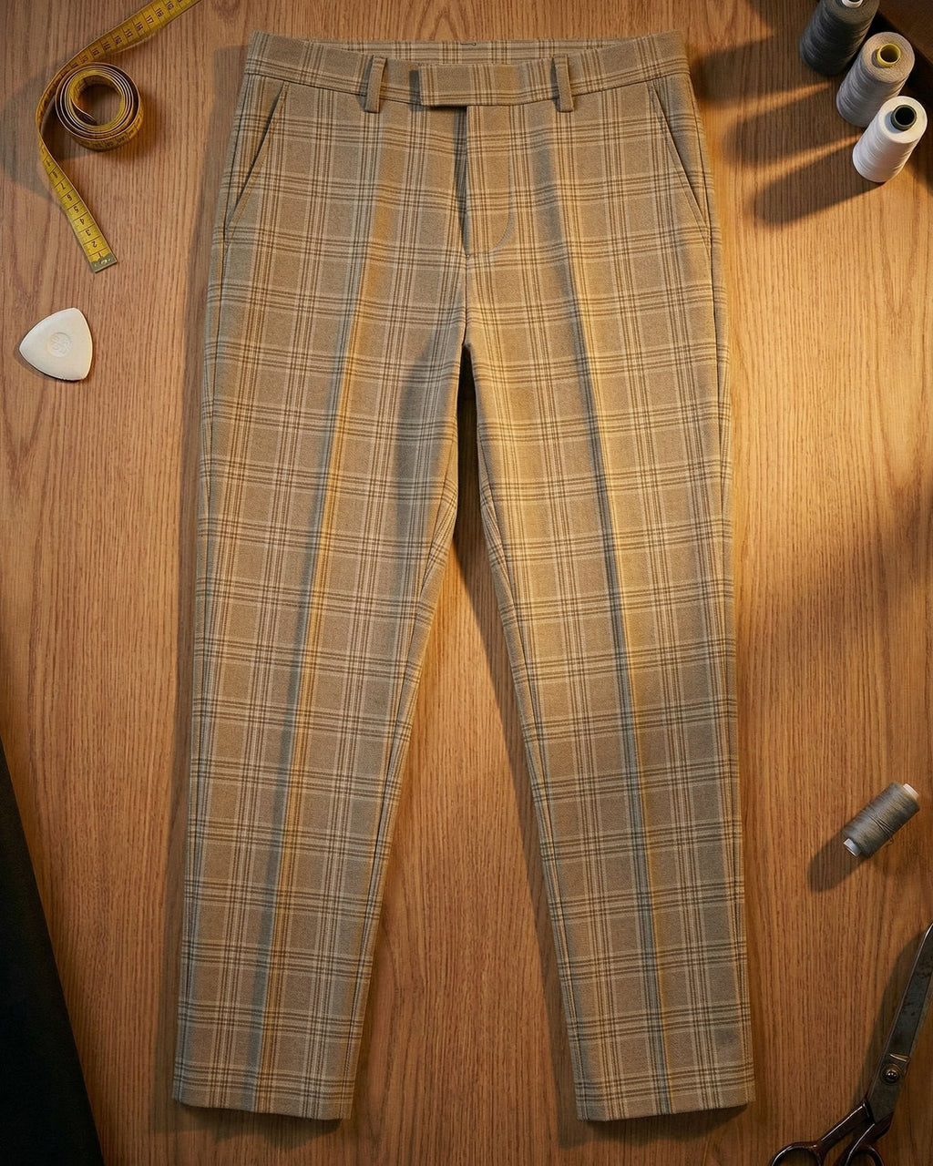Edoardo Work Cotton Plaid Trousers