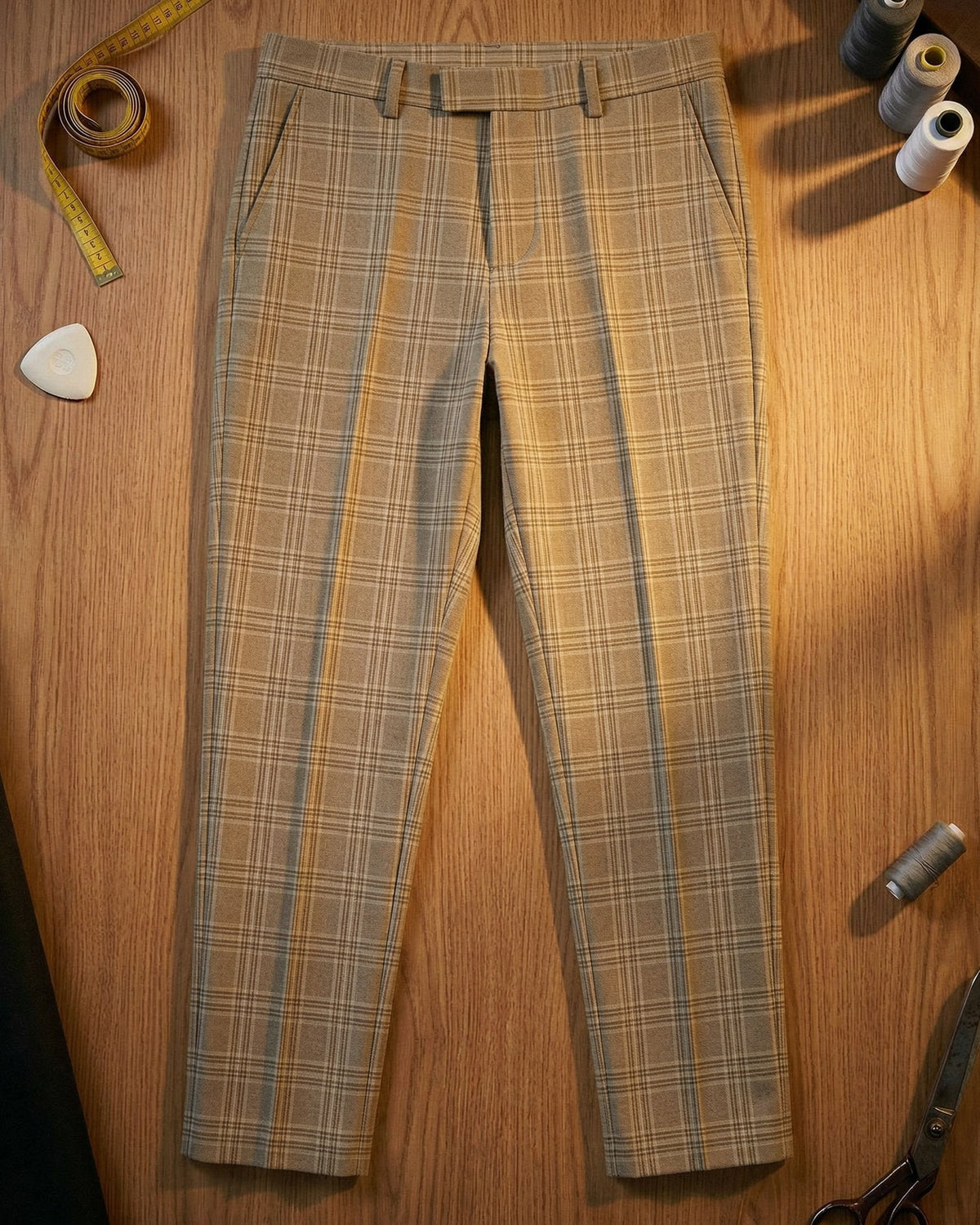 Edoardo Work Cotton Plaid Trousers