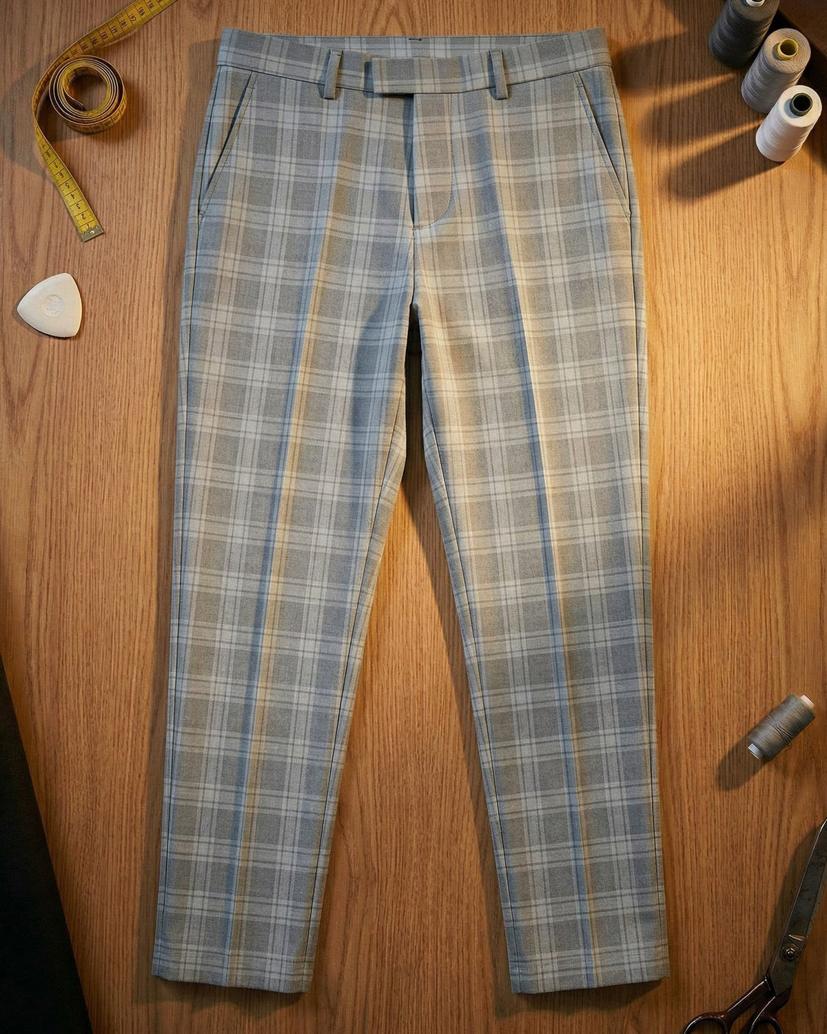 Edoardo Work Cotton Plaid Trousers