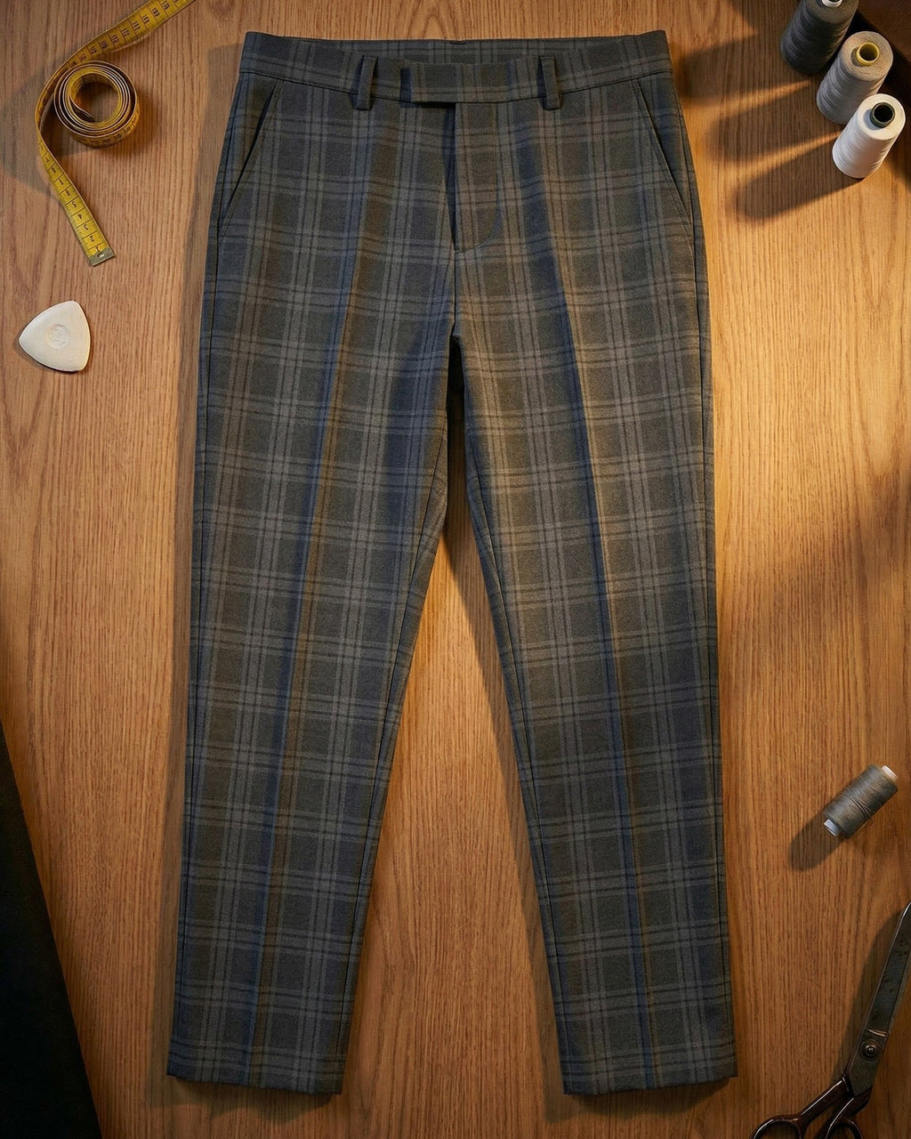 Edoardo Work Cotton Plaid Trousers