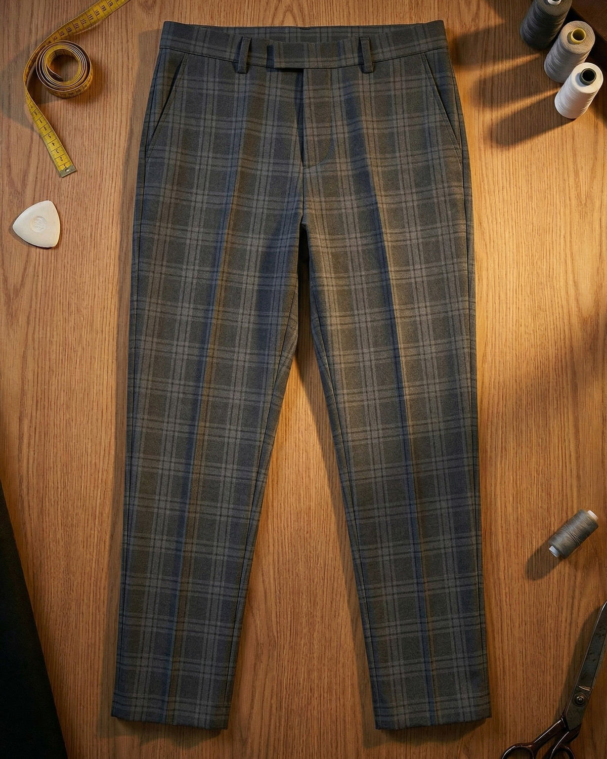 Edoardo Work Cotton Plaid Trousers