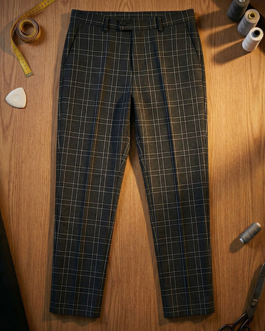 Edoardo Work Cotton Plaid Trousers