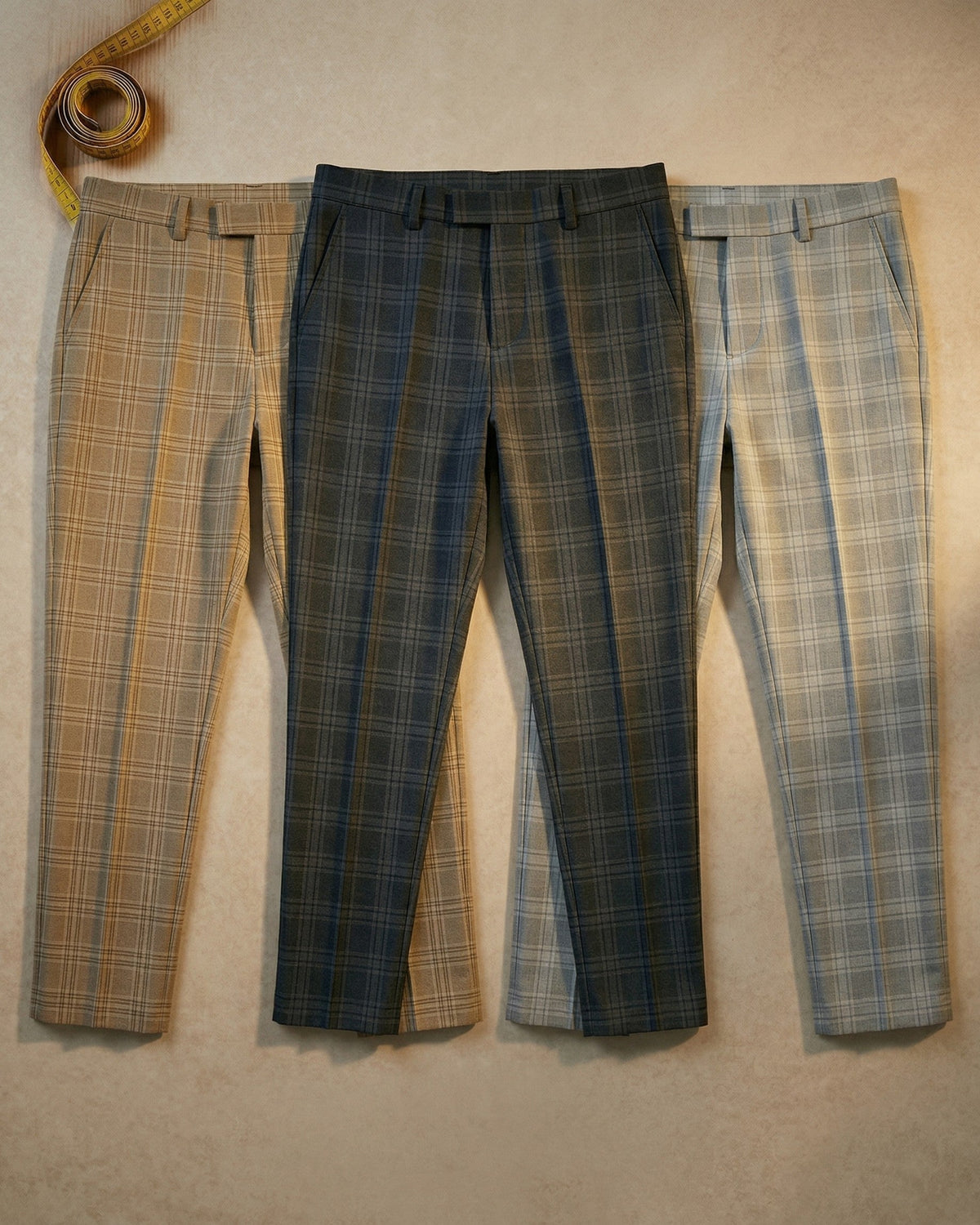 Edoardo Work Cotton Plaid Trousers