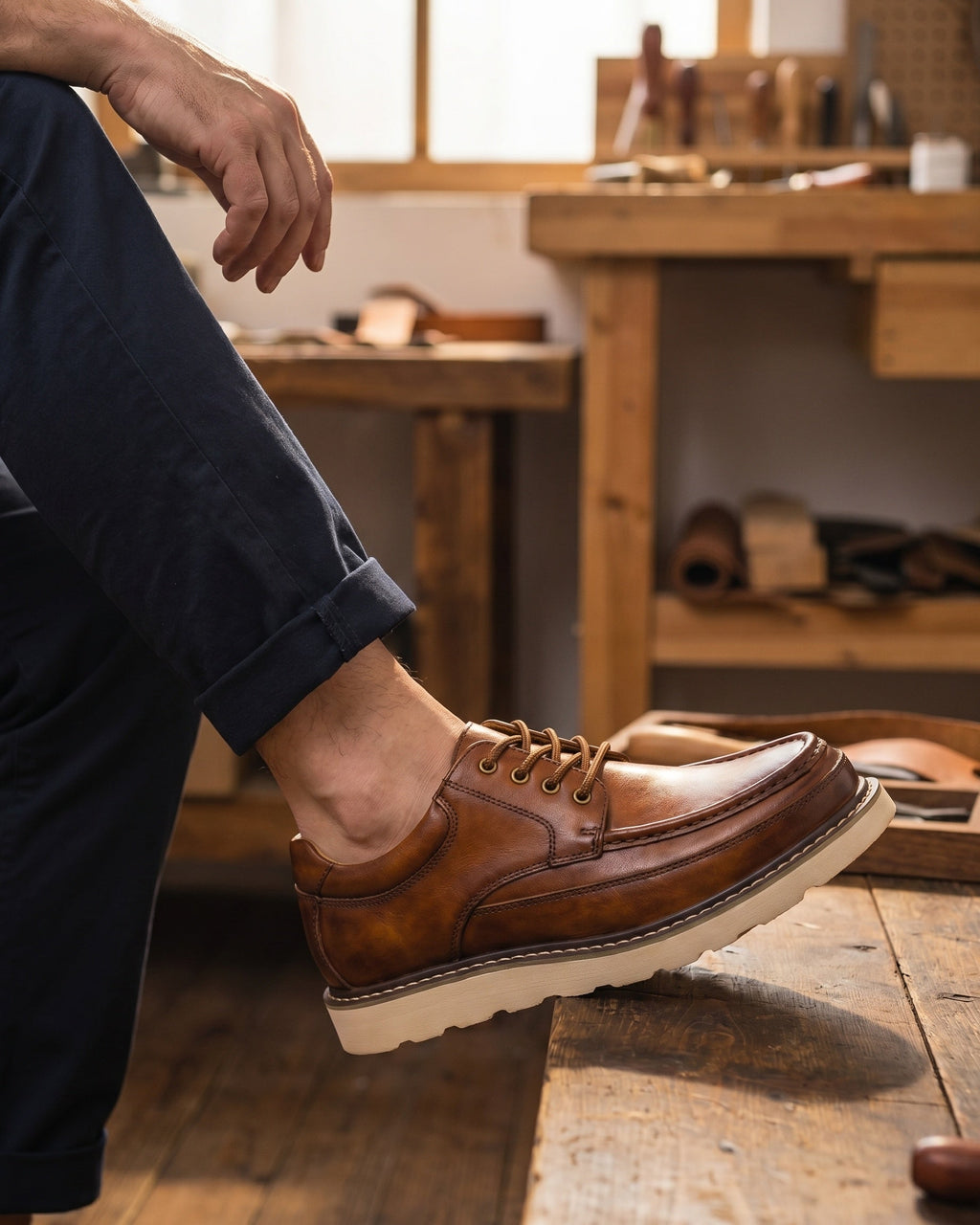 Egidio Leather Moc-Toe Oxford