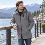 Gabardina Cortavientos con Capucha para Hombre Largo Medio