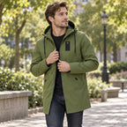 Gabardina Cortavientos con Capucha para Hombre Largo Medio