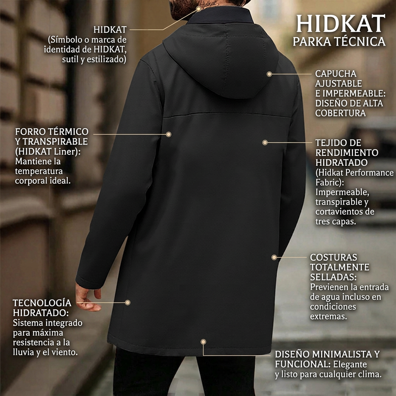 Gabardina Cortavientos con Capucha para Hombre Largo Medio