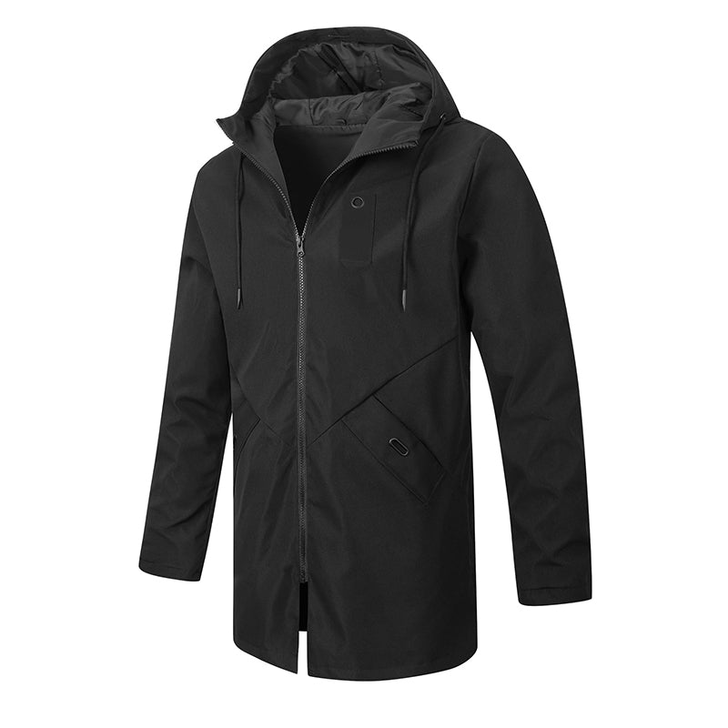 Gabardina Cortavientos con Capucha para Hombre Largo Medio