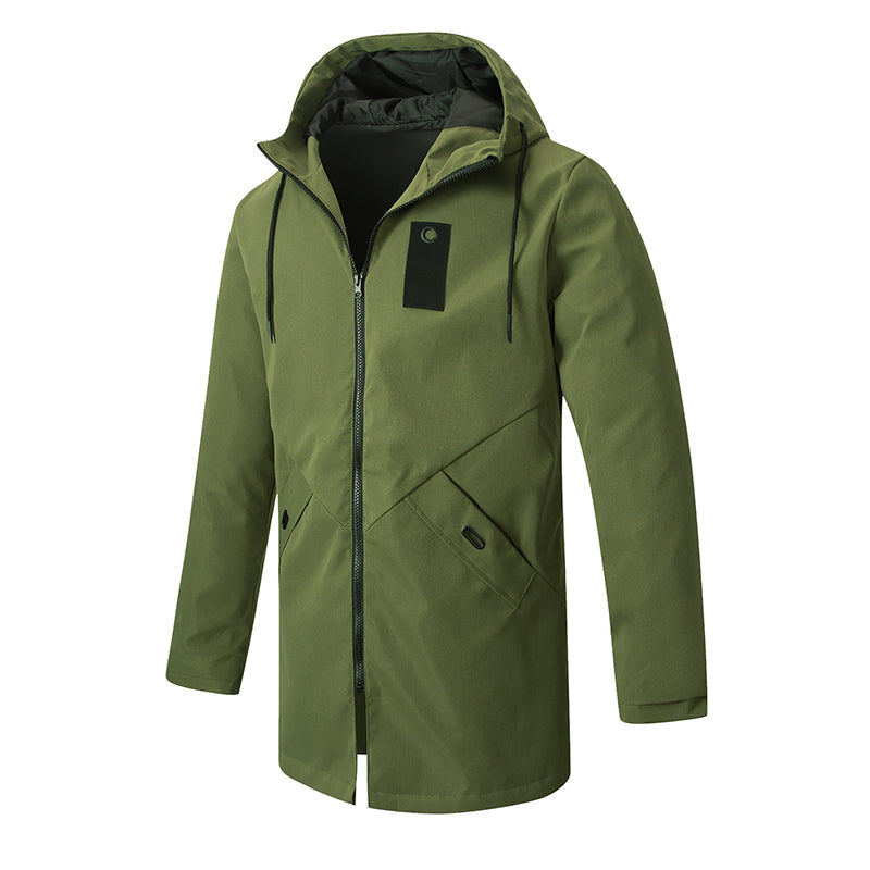 Gabardina Cortavientos con Capucha para Hombre Largo Medio
