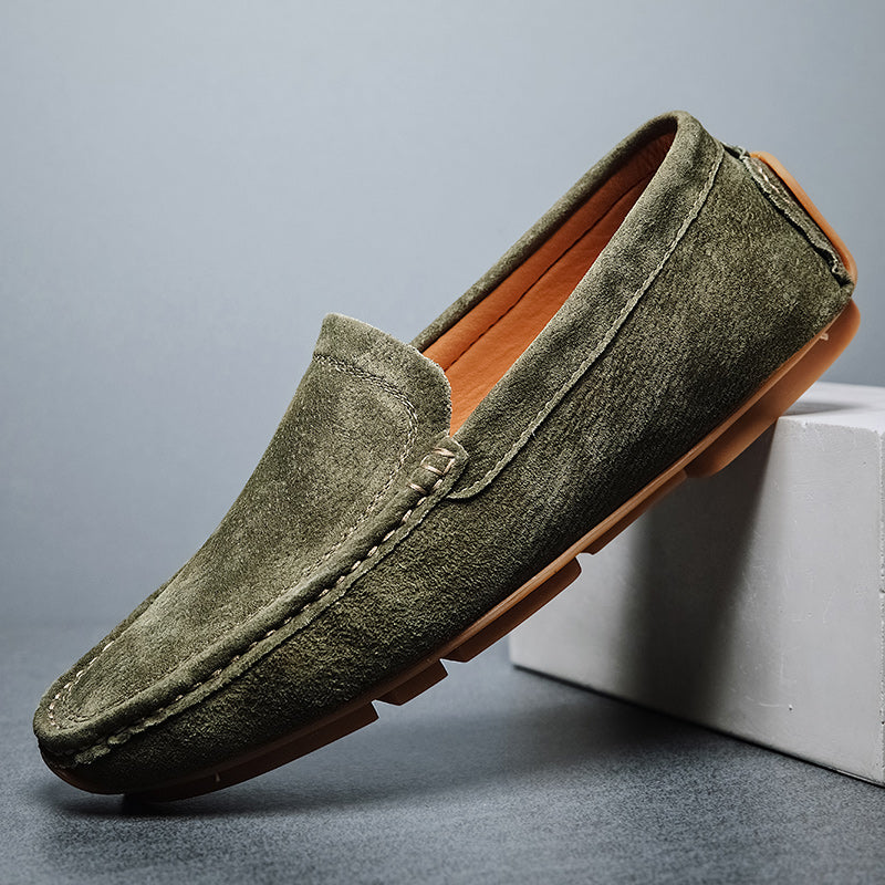 Ignazio Slip On Hand-Stitched Suede Loafers