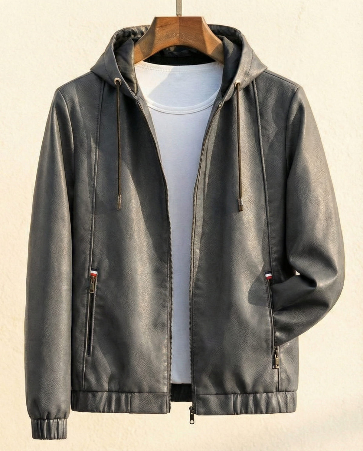 Lorenzo Leather Hooded Jacket