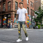 Jeans Acampanados Deshilachados para Hombre Estilo Vintage