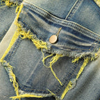 Jeans Acampanados Deshilachados para Hombre Estilo Vintage