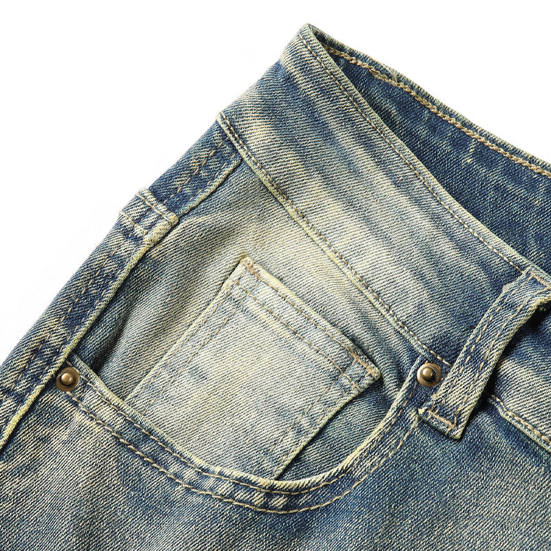 Jeans Acampanados Deshilachados para Hombre Estilo Vintage