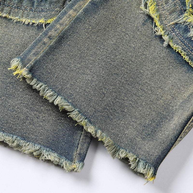 Jeans Acampanados Deshilachados para Hombre Estilo Vintage