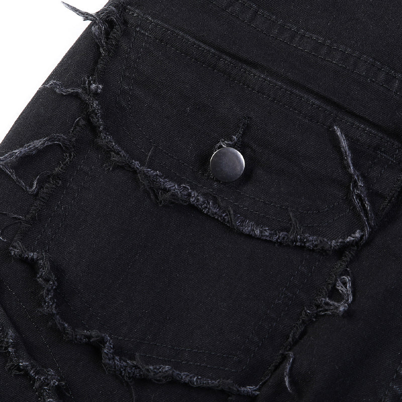 Jeans Acampanados Deshilachados para Hombre Estilo Vintage