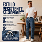 Jeans Holgados de Pierna Recta para Hombre con Cintura Elástica