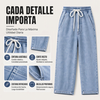 Jeans Holgados de Pierna Recta para Hombre con Cintura Elástica