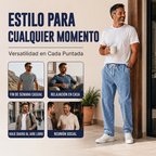 Jeans Holgados de Pierna Recta para Hombre con Cintura Elástica