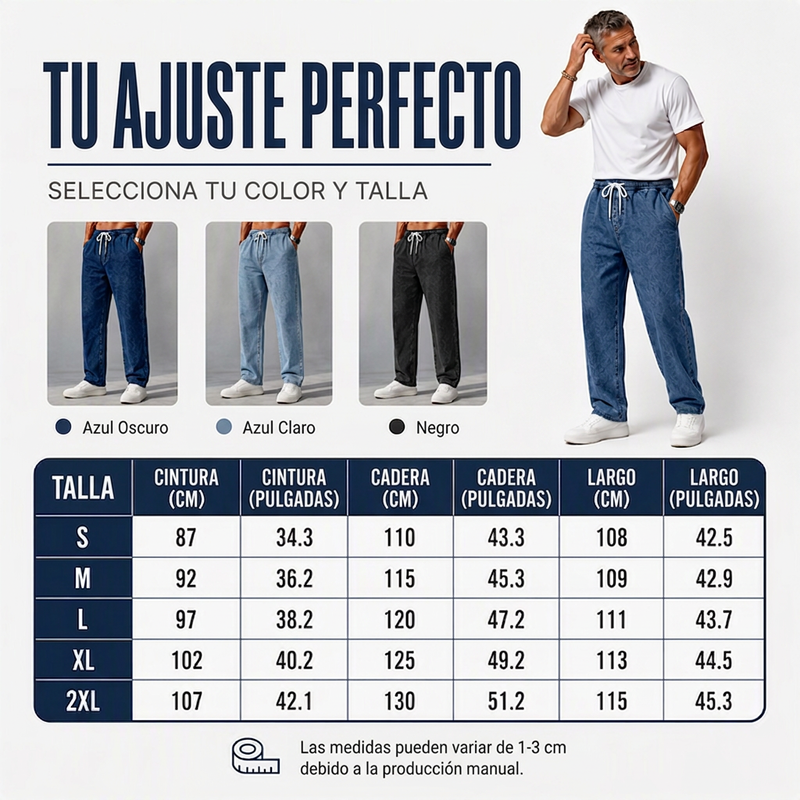Jeans Holgados de Pierna Recta para Hombre con Cintura Elástica