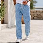 Jeans Holgados de Pierna Recta para Hombre con Cintura Elástica