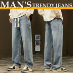 Jeans Holgados de Pierna Recta para Hombre con Cordón