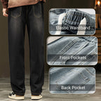 Jeans Holgados de Pierna Recta para Hombre con Cordón