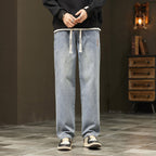 Jeans Holgados de Pierna Recta para Hombre con Cordón