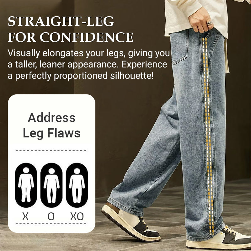 Jeans Holgados de Pierna Recta para Hombre con Cordón