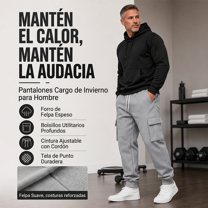 Jogger Cargo con Forro de Felpa para Hombre