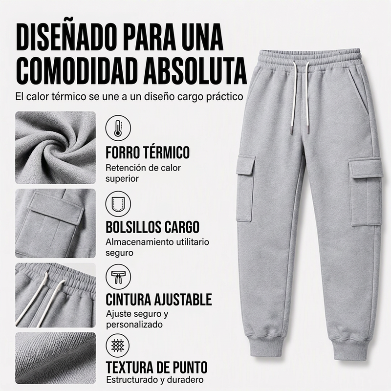 Jogger Cargo con Forro de Felpa para Hombre