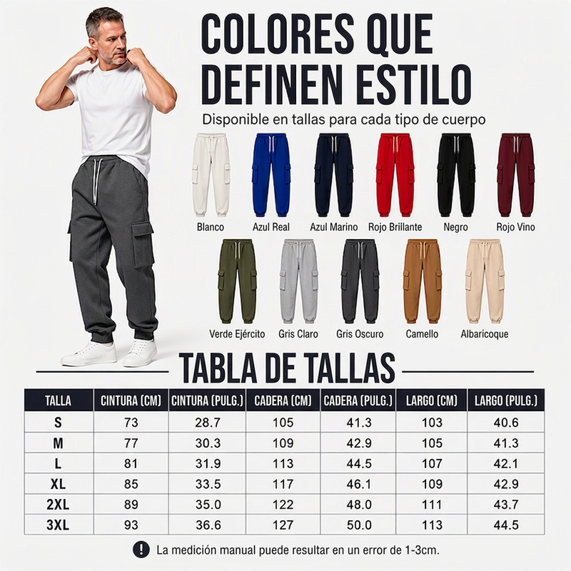 Jogger Cargo con Forro de Felpa para Hombre