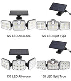Lámpara Solar LED de 3 Cabezas con Sensor de Movimiento