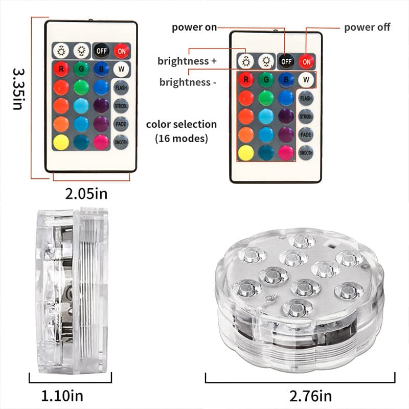 Luces LED Sumergibles con Control Remoto para Alberca y Pecera