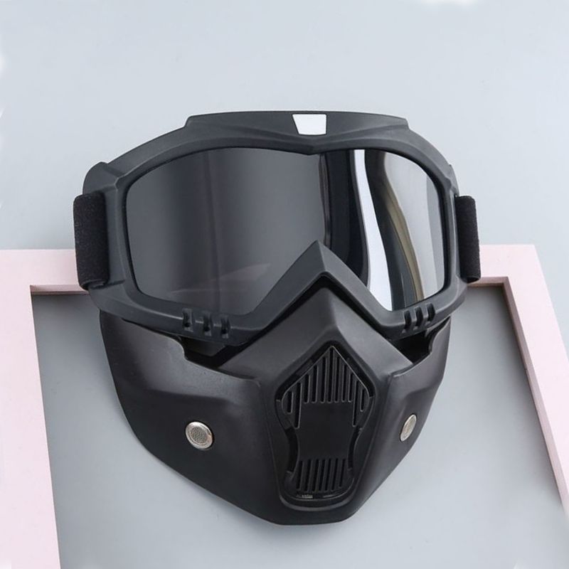 Máscara con Goggles Desmontables para Moto, Obra y Polvo