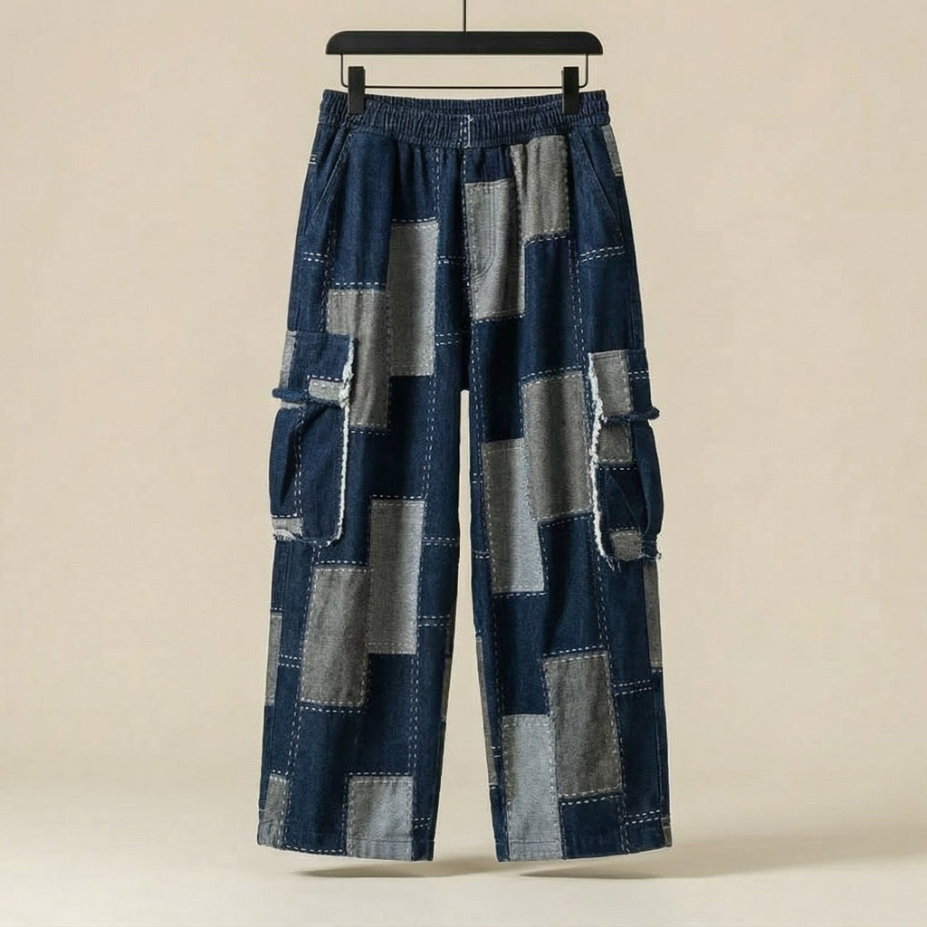 Melo Wide Leg Patchwork Cotton Trouser