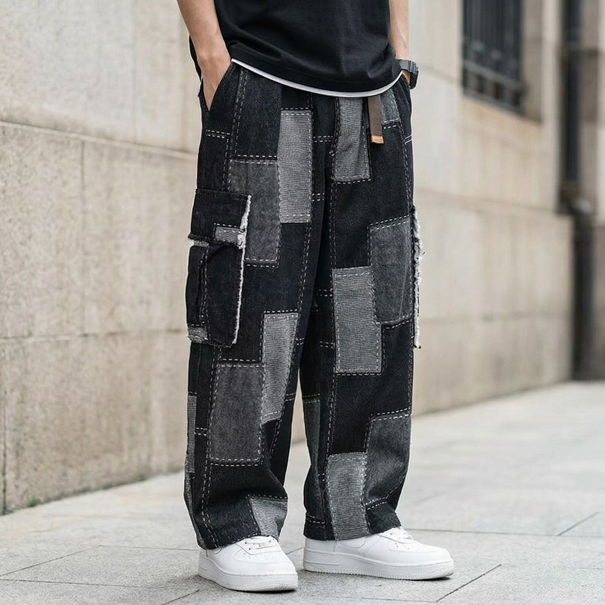 Melo Wide Leg Patchwork Cotton Trouser