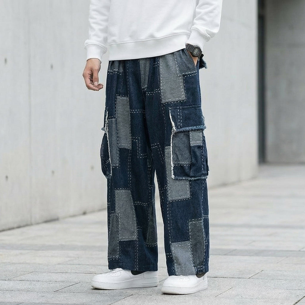 Melo Wide Leg Patchwork Cotton Trouser