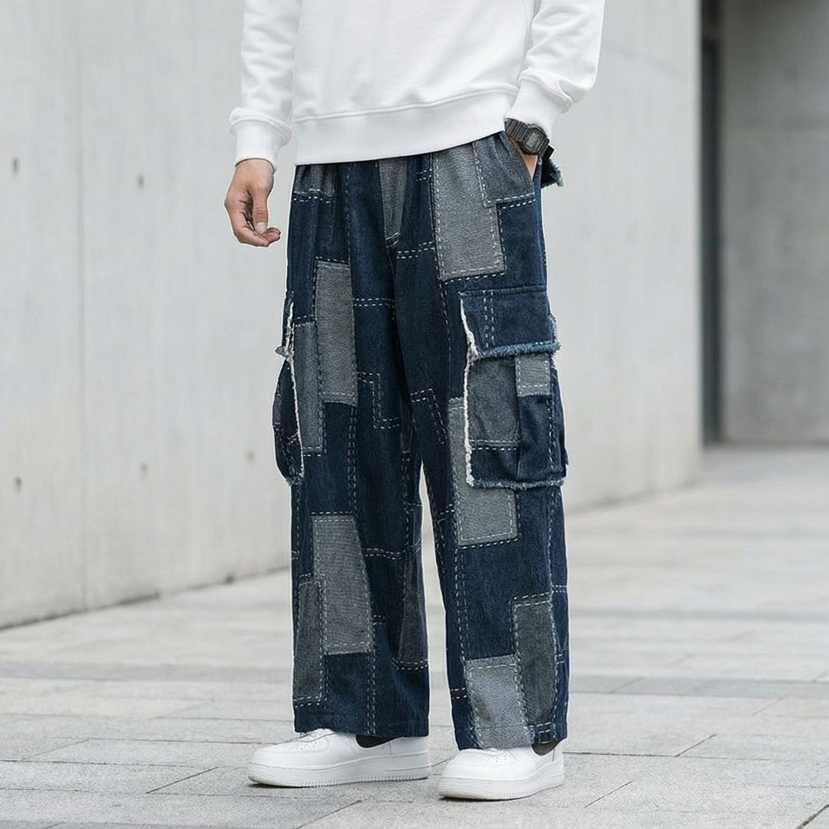 Melo Wide Leg Patchwork Cotton Trouser