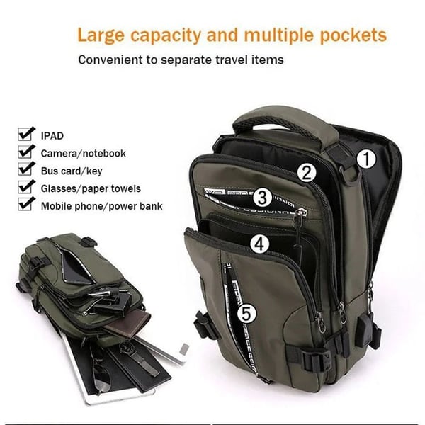 Mochila Cruzada Impermeable para Hombre Multifuncional